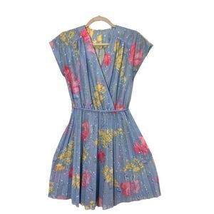 Vintage 60s? Toni Todd Babydoll Dress Size S Semi Sheer Floral Pleated Romantic‎